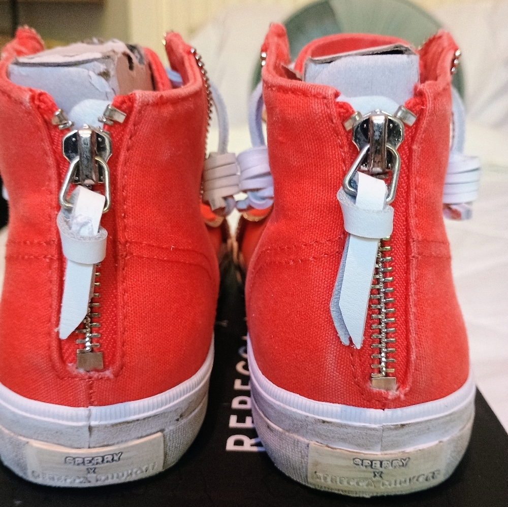 Sperry x Rebecca Minkoff Canvas High Top Sneakers 6.5 NIB Zip Detail Streetwear - Picture 14 of 16